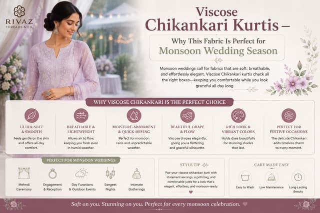 Viscose Chikankari Kurtis — Why This Fabric Is Perfect for Monsoon Wedding Season
