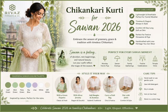 Chikankari Kurti for Sawan 2026 — Best Colors, Fabrics & Looks for Teej and Hariyali